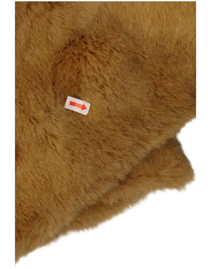 VINTAGE Dame imiteret Pels Overfrakke UK 22 3XL Beige