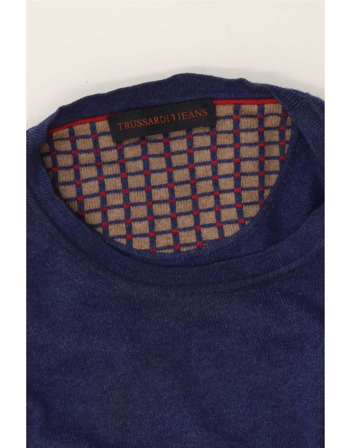 Trussardi Jeans Herre Crew Neck Jumper Sweater Large Blue
