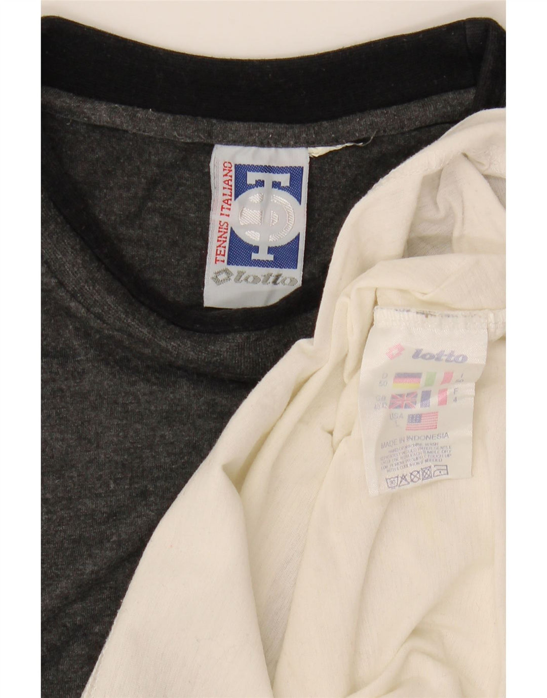 LOTTO Mens T-Shirt Top UK 40/42 Large White Colourblock Polyester