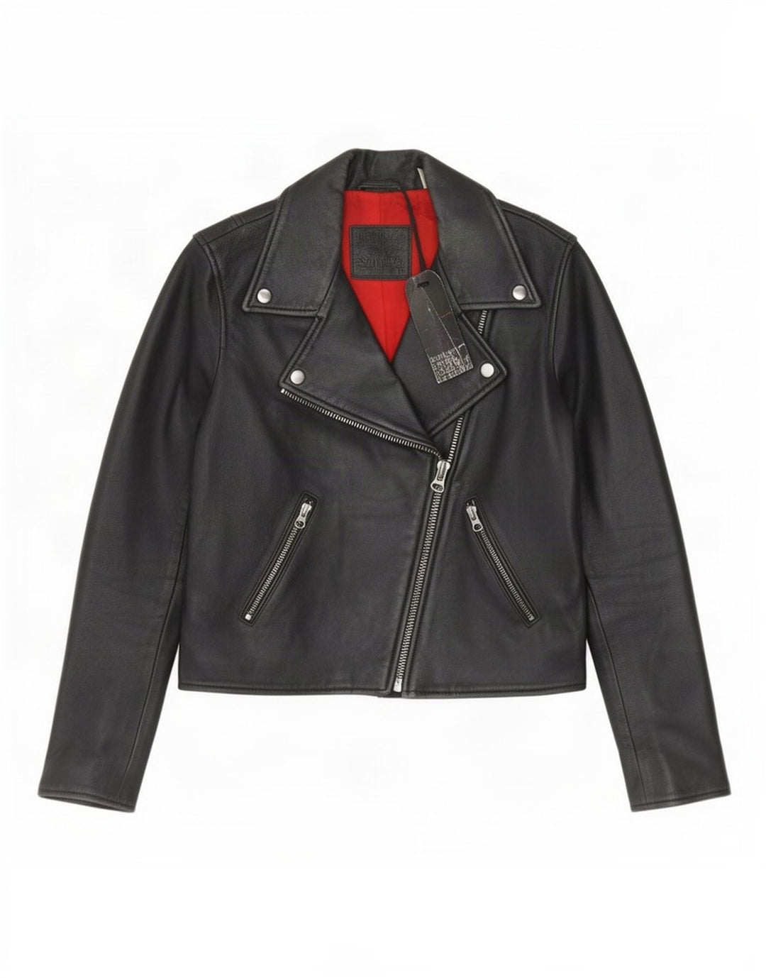 Levi's Womens Crop Læder Biker Jacket UK 6 XS Sort