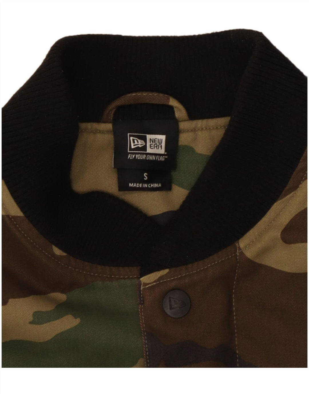 New Era Herre Grafisk Varsity Jacket UK 36 Small Khaki Camouflage Cotton