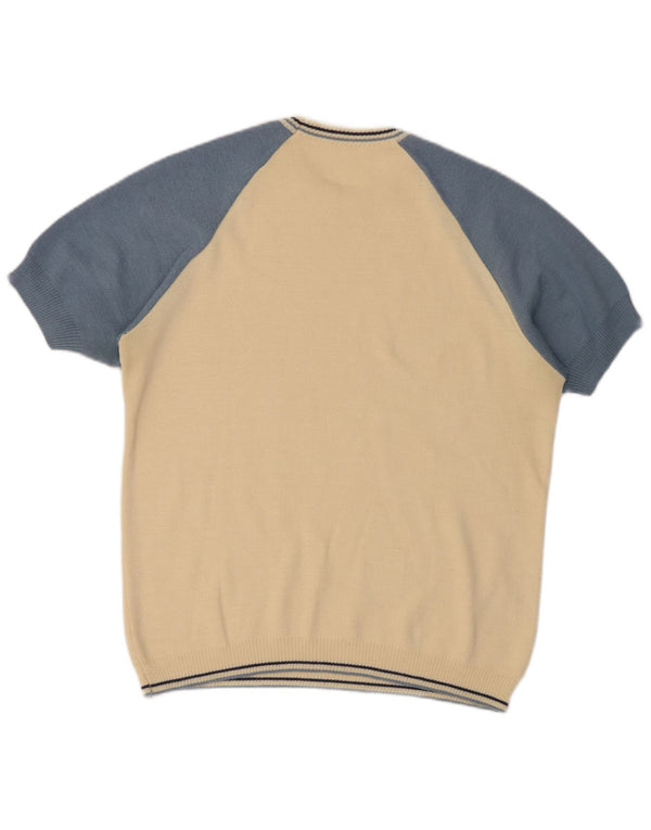 Vintage dame sweater med rund hals IT 52 2XL Beige Colourblock