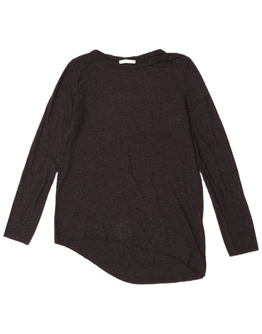 Zara Dame Langærmet Asymmetrisk Tunika Top UK 10 Small Grey Viscose