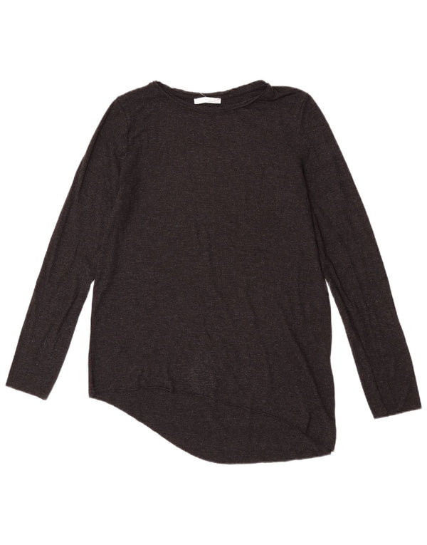 Zara Dame Langærmet Asymmetrisk Tunika Top UK 10 Small Grey Viscose