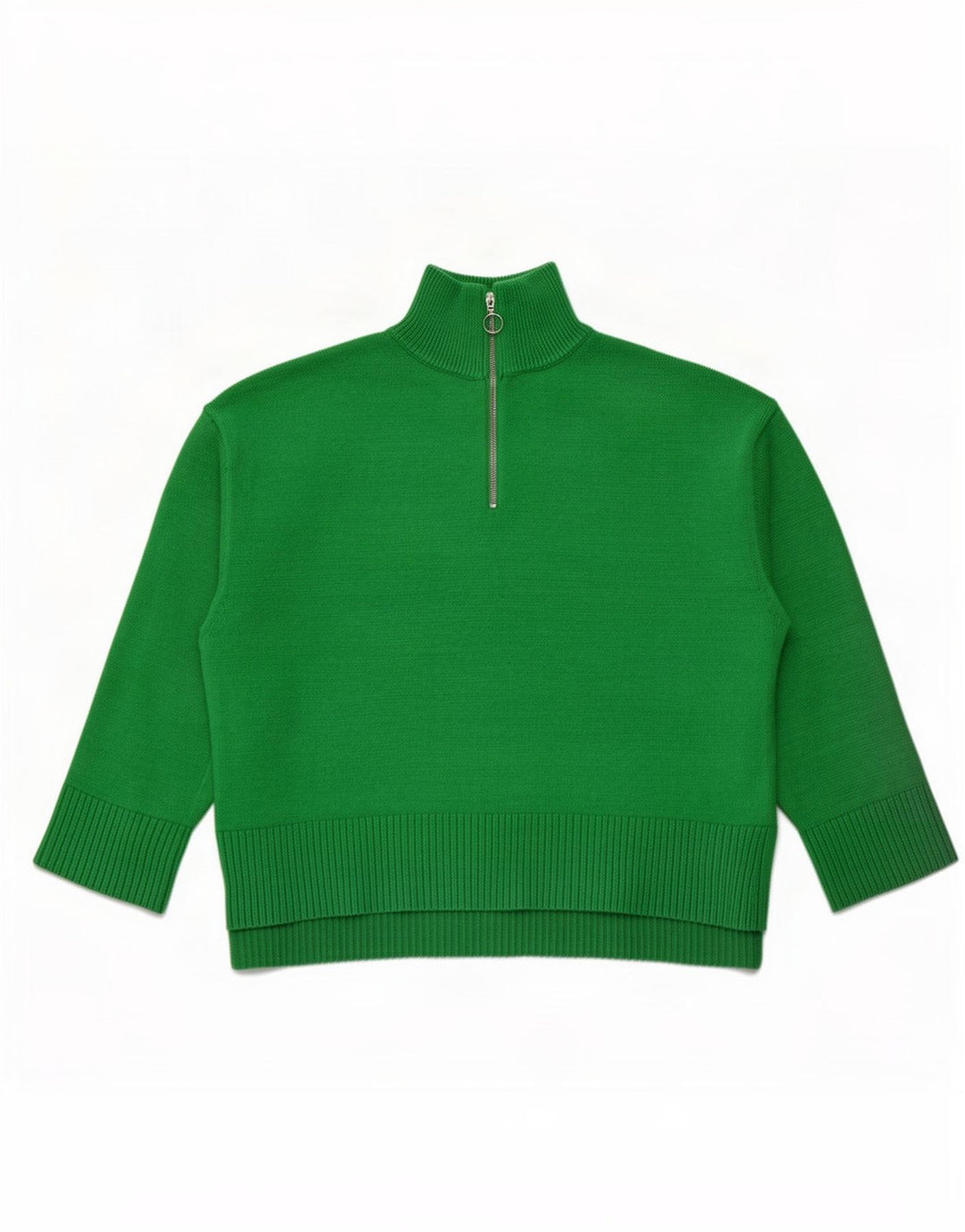 Zara Dame Zip Neck Jumper Sweater UK 16 Large Green