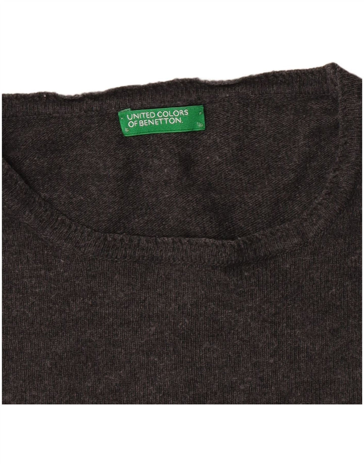 Benetton Dame Boat Neck Jumper Sweater UK 12 Medium Grey