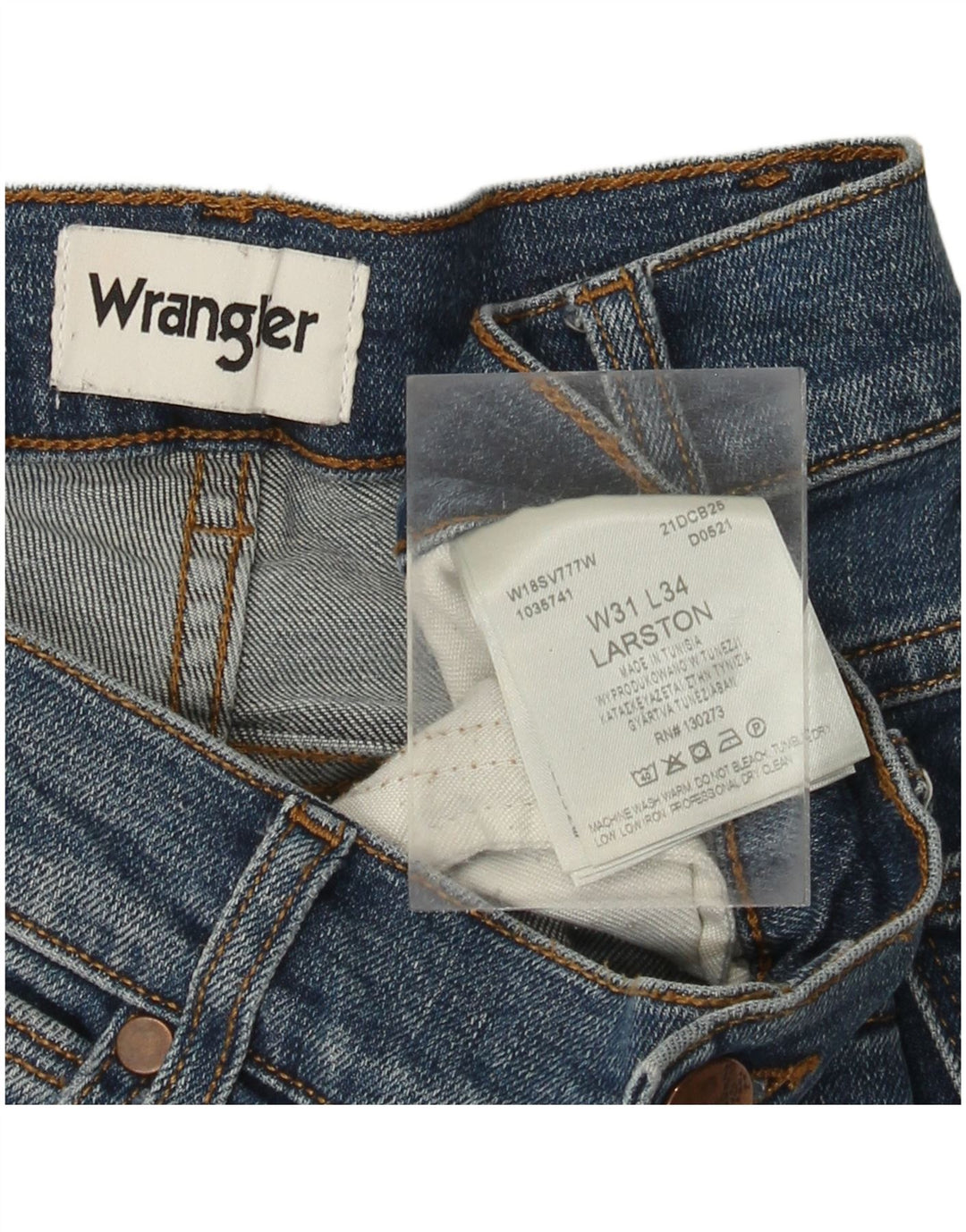 WRANGLER Herre Larston Slim Jeans W31 L34 Blå Bomuld