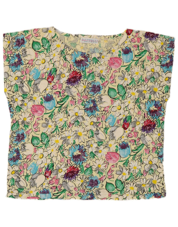 Vintage Dame T-Shirt Top UK 16 Large Multicolored Floral