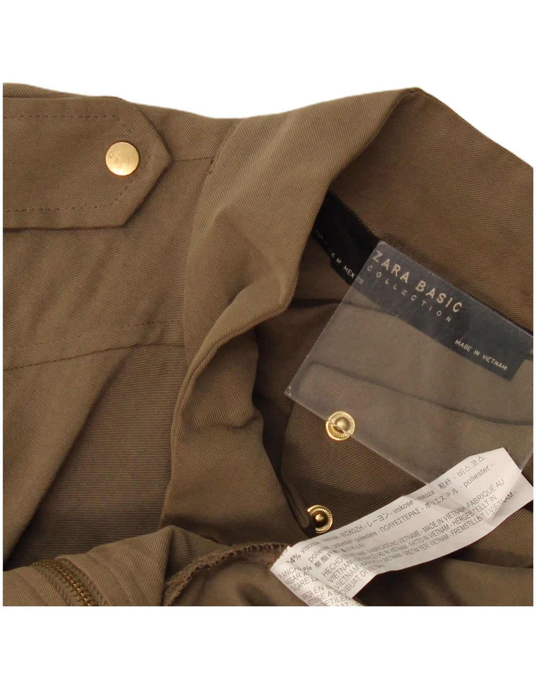Zara Militærjakke til kvinder UK 14 Medium Khaki Viscose