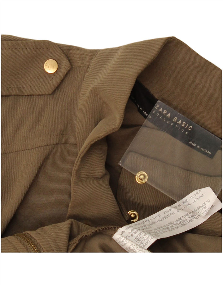 Zara Militærjakke til kvinder UK 14 Medium Khaki Viscose