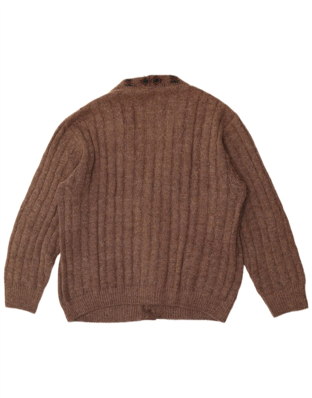 Vintage herre cardigan sweater stor brun geometrisk