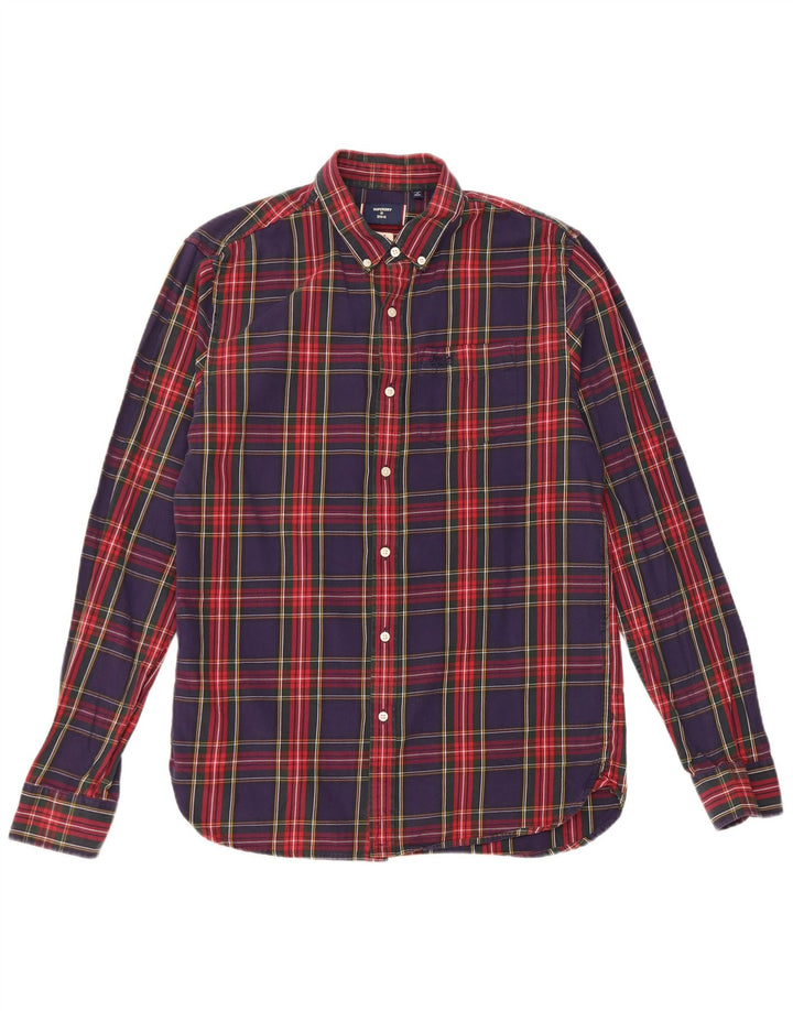Superdry Flanelskjorte til mænd, medium marineblå ternet bomuld