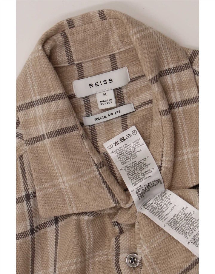 Reiss Herre Regular Fit Flanellskjorte Medium Beige Ternet bomuld