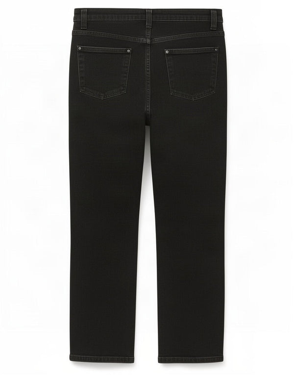 Marks & Spencer Womens Crop Straight Jeans UK 14 Large W34 L27 Black Bomuld