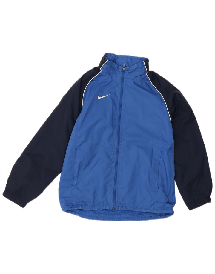 Nike Regnjakke med hætte til drenge 10-11 år Medium Blue Colourblock Nylon