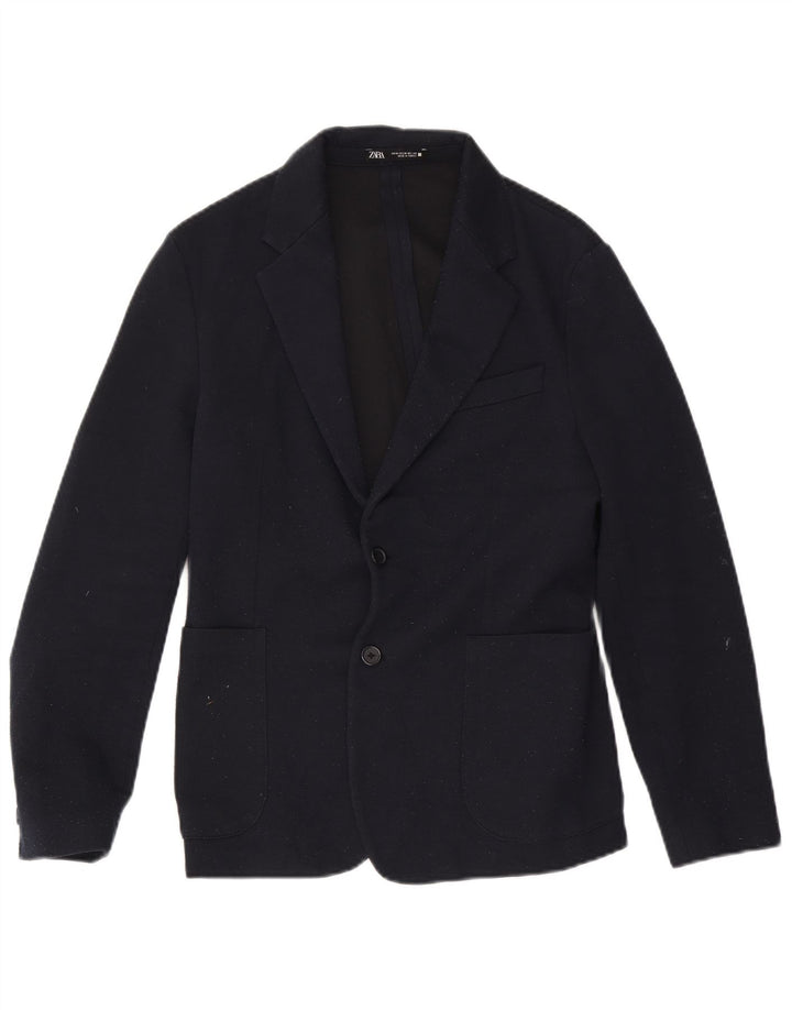 Zara Herre 2-knaps blazerjakke UK 38 Medium Navy Blue Polyester