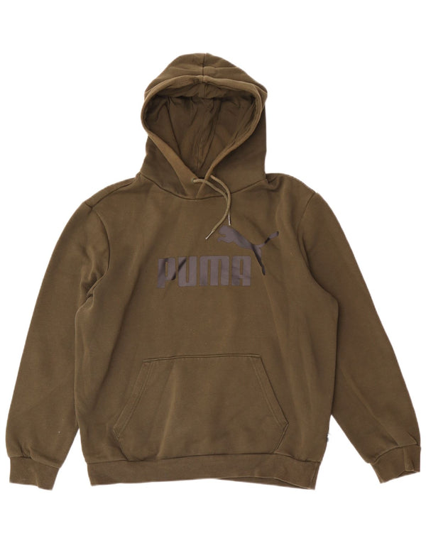 Puma Graphic Hoodie Jumper UK 14 Medium Khaki Bomuld