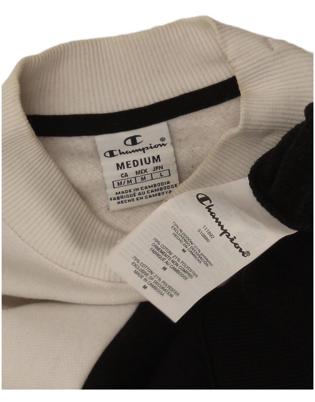 Champion Dame Grafisk Sweatshirt Jumper UK 14 Medium Sort Colourblock