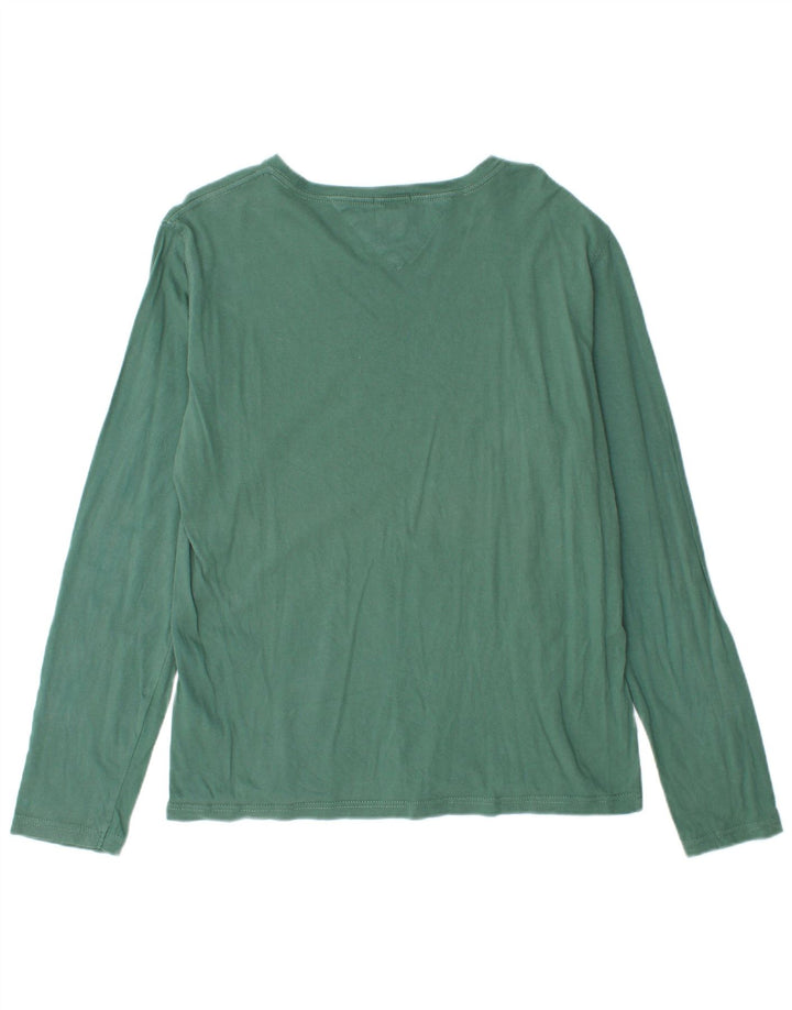 TOMMY HILFIGER Mens Graphic Top Long Sleeve Medium Green Cotton