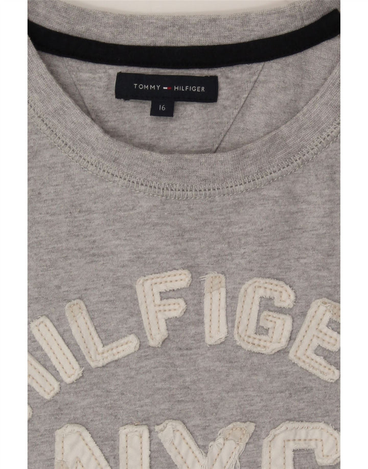 TOMMY HILFIGER Boys Graphic Top Long Sleeve 15-16 Years Grey Cotton Vintage Tommy Hilfiger and Second-Hand Tommy Hilfiger from Messina Hembry 
