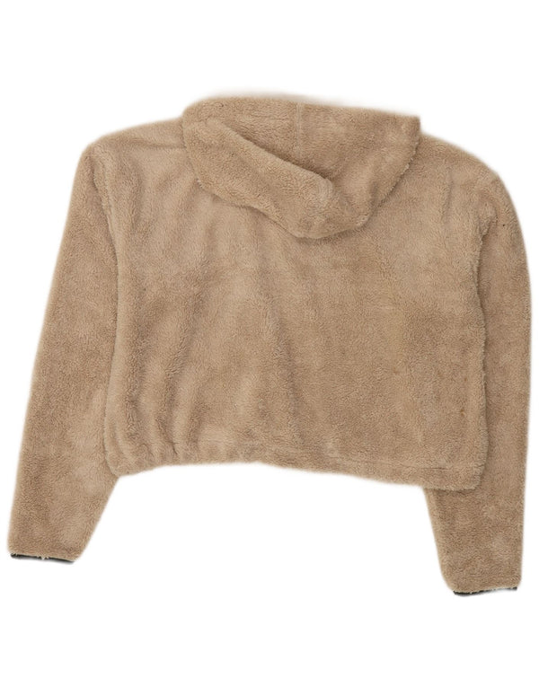 Topshop Dame Oversized Hooded Zip Neck Fleece Jumper UK 8 Small Beige