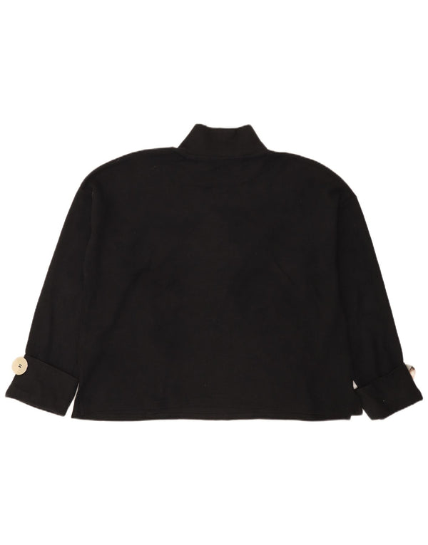 Zara Dame Oversized Top Langærmet UK 14 Medium Sort Bomuld
