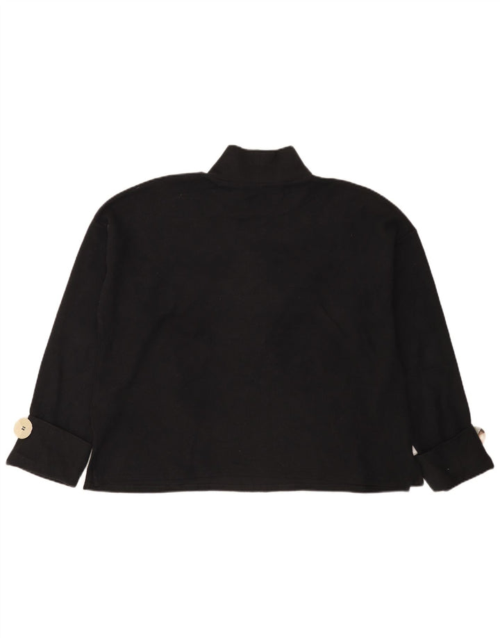 Zara Dame Oversized Top Langærmet UK 14 Medium Sort Bomuld