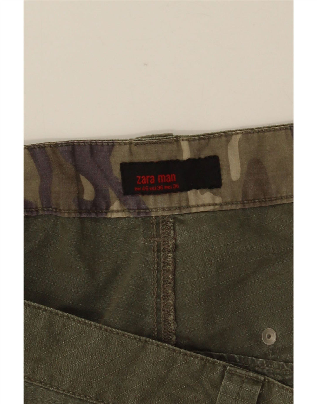 ZARA Herre Cargo Shorts EU 46 XL W36 Khaki Bomuld