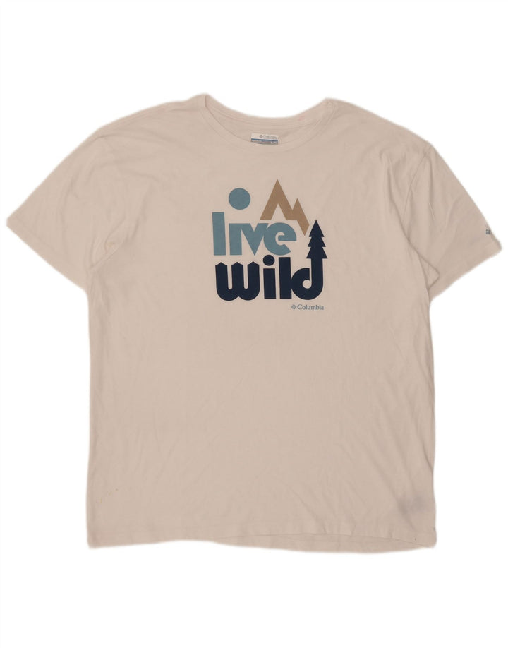 Columbia Herre Grafisk T-Shirt Top XL Hvid Bomuld
