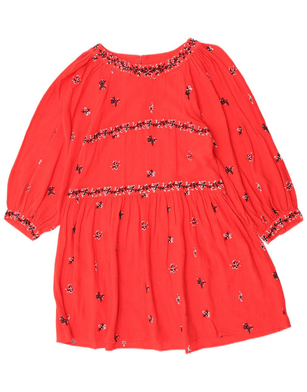 Oasis Kvinders 3/4-ærmede Tiered Dress UK 6 XS Red Floral Bomuld