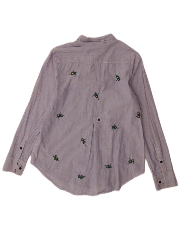 Topshop Dameskjorte UK 10 Small Blue Pinstripe Bomuld