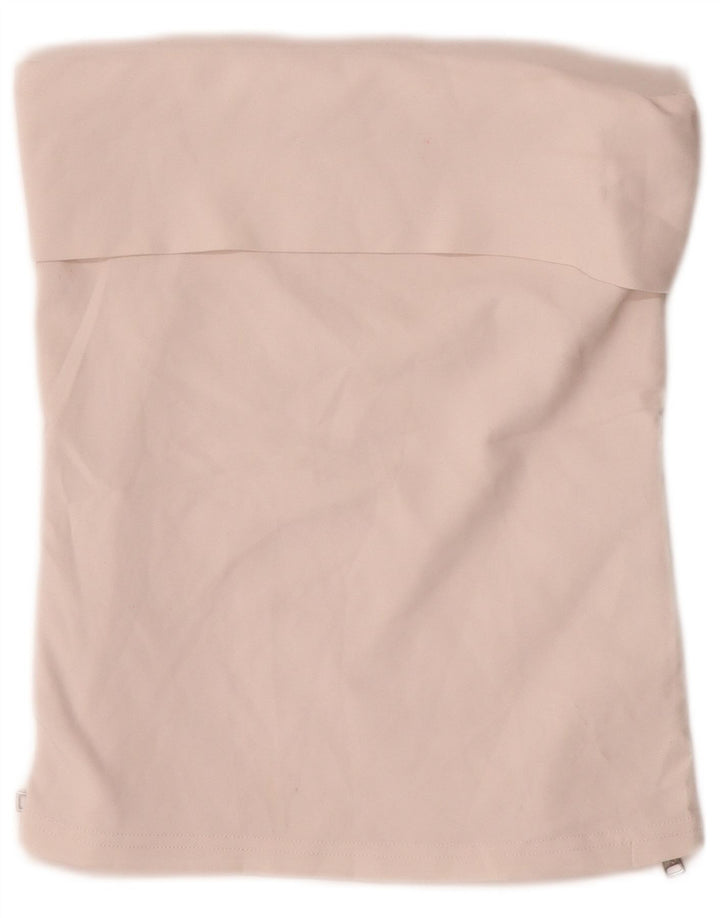 Zara Womens Crop Stropløs Top UK 12 Medium Beige Polyester