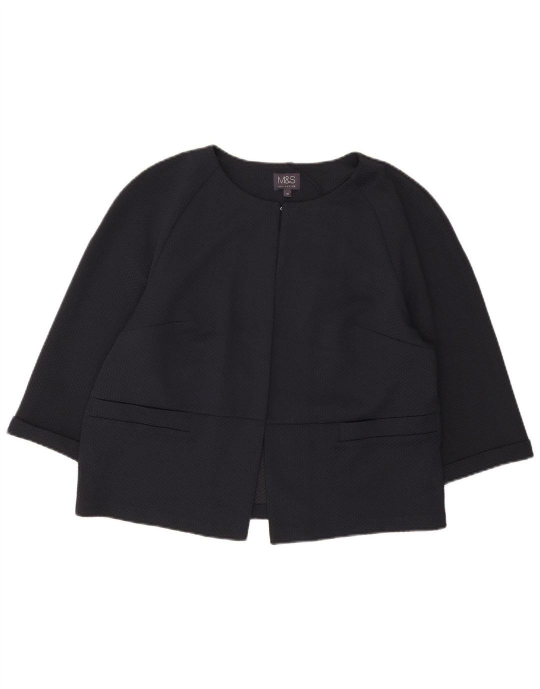 Marks & Spencer Dame Crop 3/4-ærmet blazerjakke UK 16 Large Navy Blue
