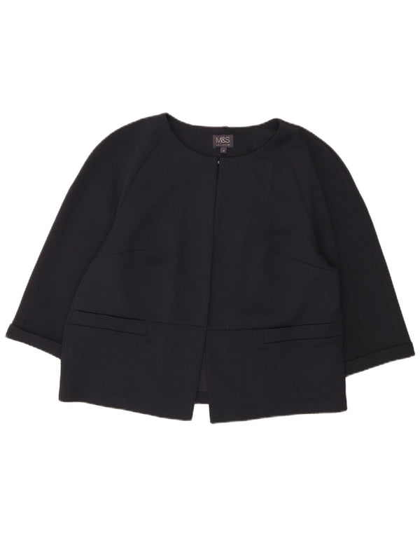 Marks & Spencer Dame Crop 3/4-ærmet blazerjakke UK 16 Large Navy Blue