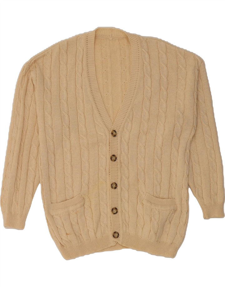 VINTAGE Mens Cardigan Sweater Large Beige Cotton Vintage Vintage and Second-Hand Vintage from Messina Hembry 