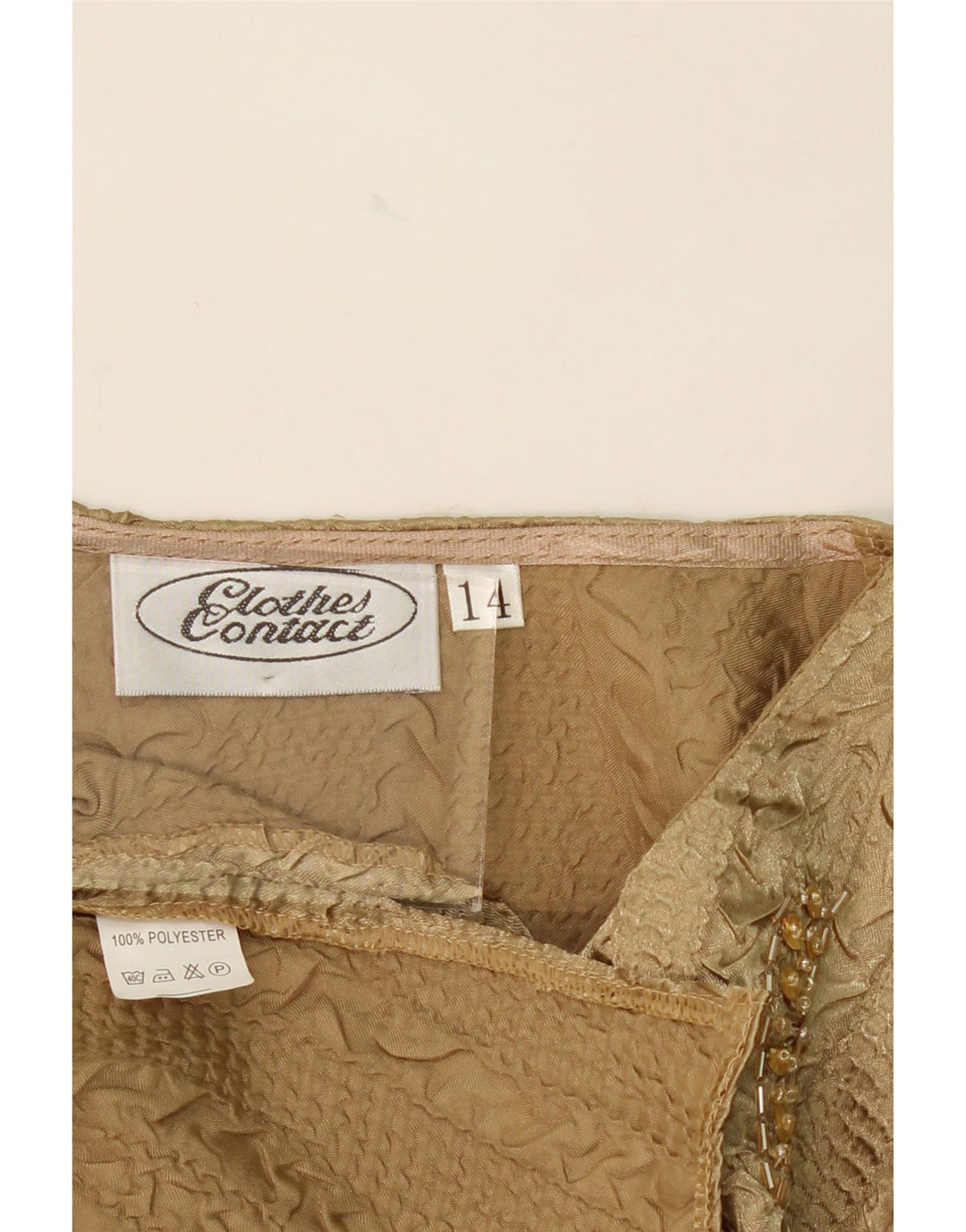 VINTAGE Womens Blouse Top UK 14 Medium Beige Polyester Vintage Vintage and Second-Hand Vintage from Messina Hembry 
