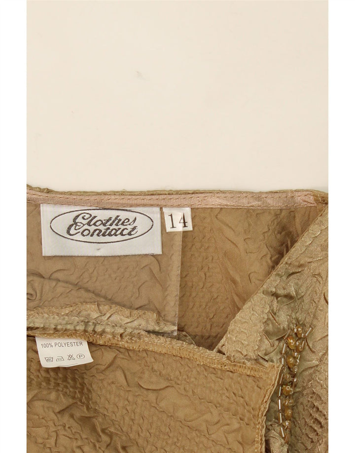 VINTAGE Womens Blouse Top UK 14 Medium Beige Polyester Vintage Vintage and Second-Hand Vintage from Messina Hembry 