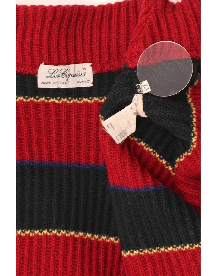 Les Copains Herre Turtle Neck Jumper Sweater Medium rødstribet uld