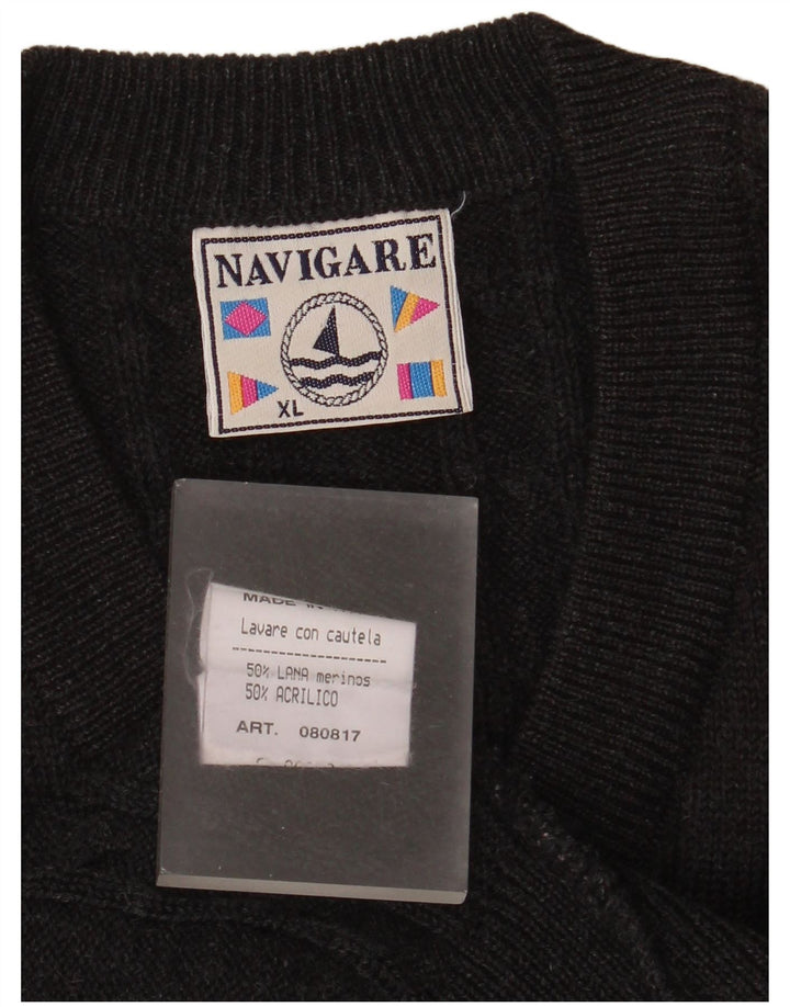 Navigare Herre V-hals sweater XL Grå Uld