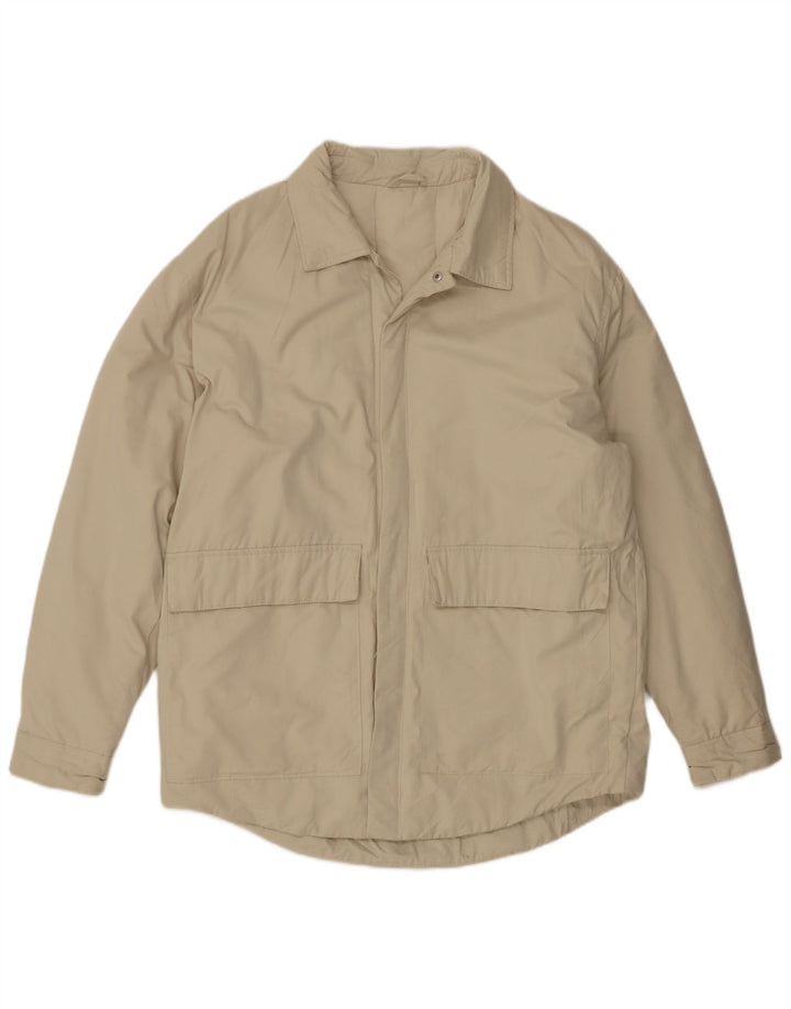 Zara Herre Bomber Jacket UK 40 Large Beige Polyester