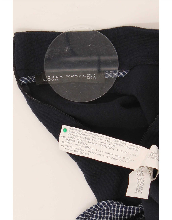 Zara Langærmet Dame Tunika Top UK 16 Large Navy Blue Ternet Polyester