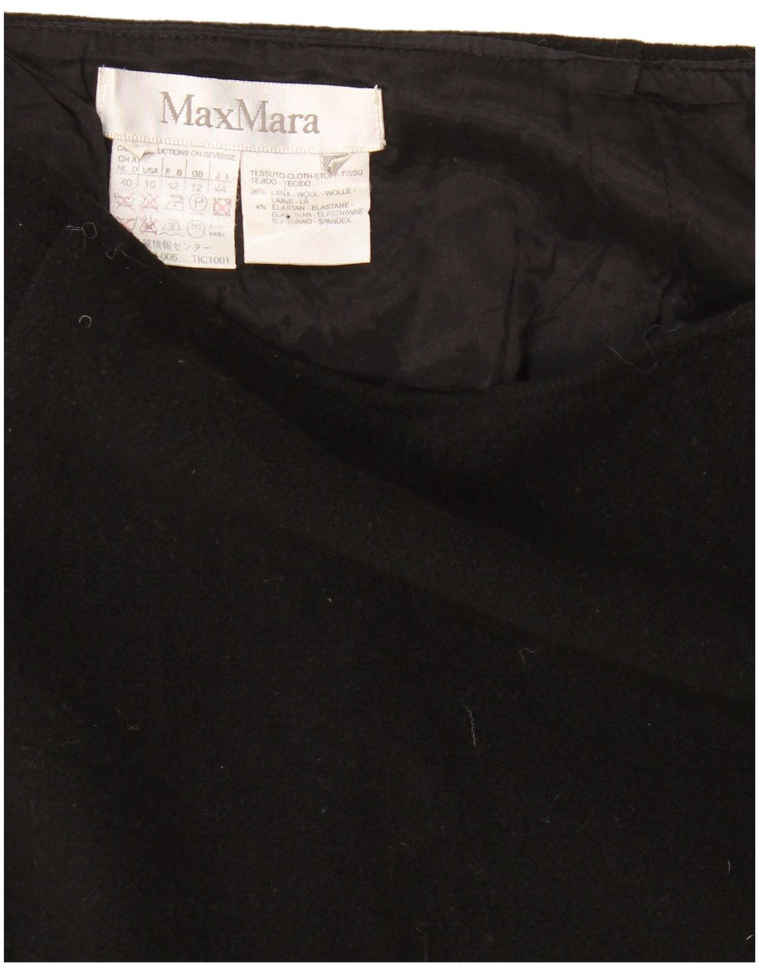 Max Mara lige nederdel til kvinder UK 12 Medium W28 Sort uld