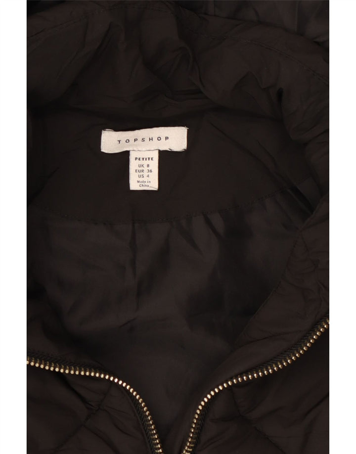 Topshop Dame Petite Hætte Oversized Polstret Jakke UK 8 Lille Sort