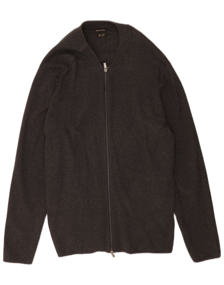 Massimo Dutti Herre Cardigan Sweater med fuld lynlås XL Grå Bomuld