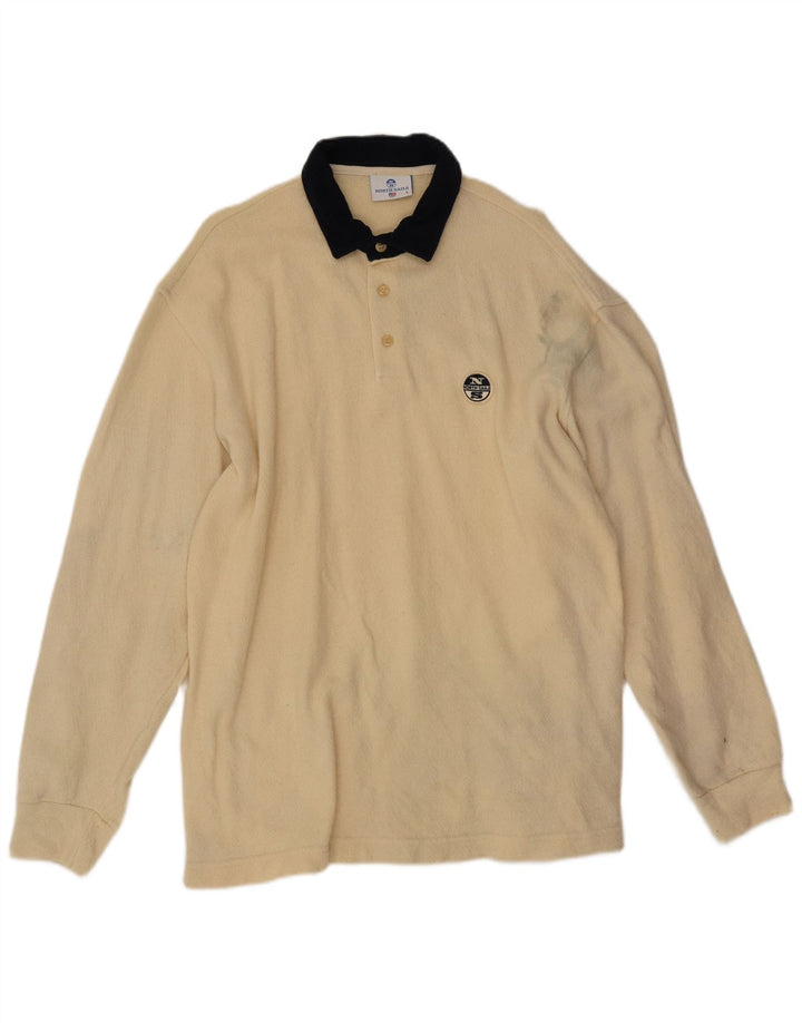 North Sails Herre Polo Neck Jumper Sweater Stor Beige Colourblock Uld
