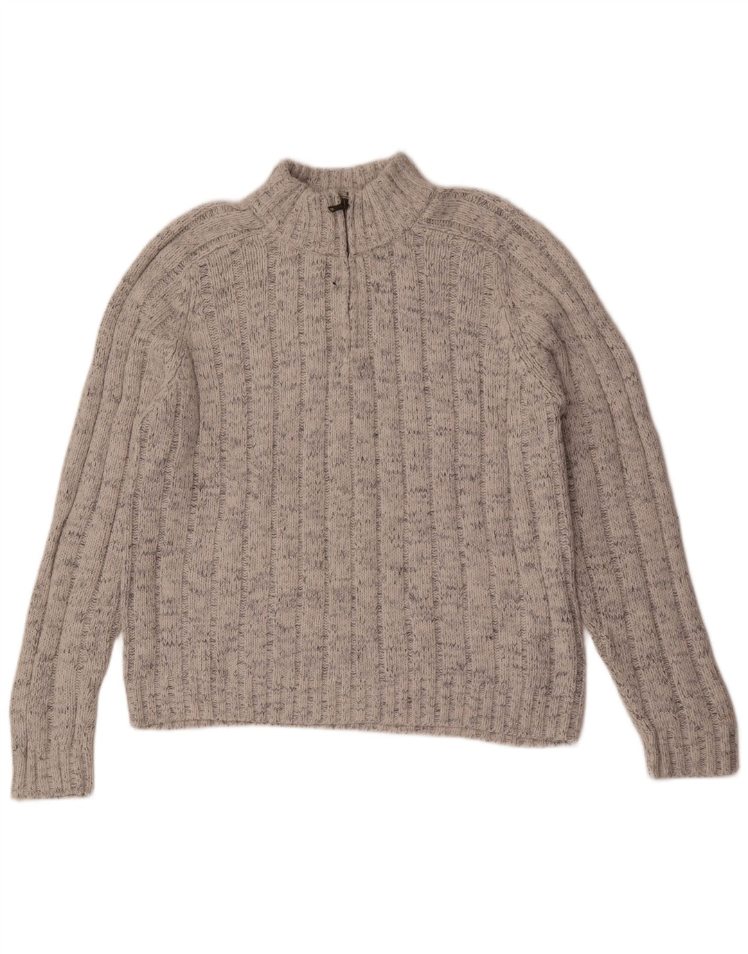 Marks & Spencer Herre sweater med lynlåshals, stor grå flækket akryl