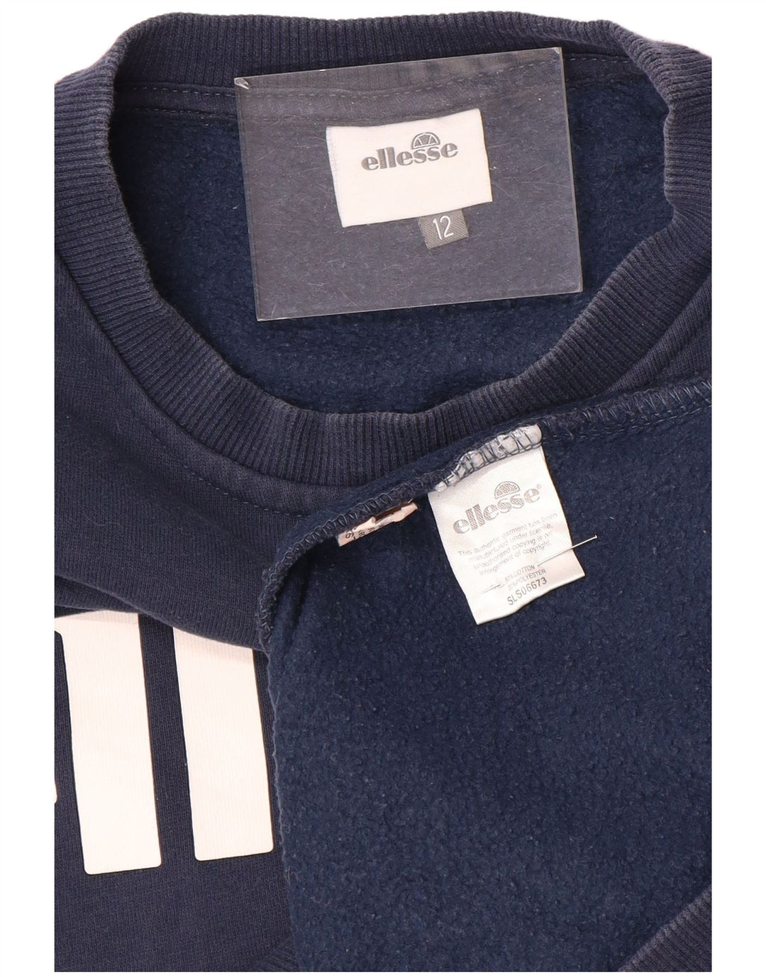 ELLESSE Dame Oversized Sweatshirt Jumper UK 12 Medium Navy Blue