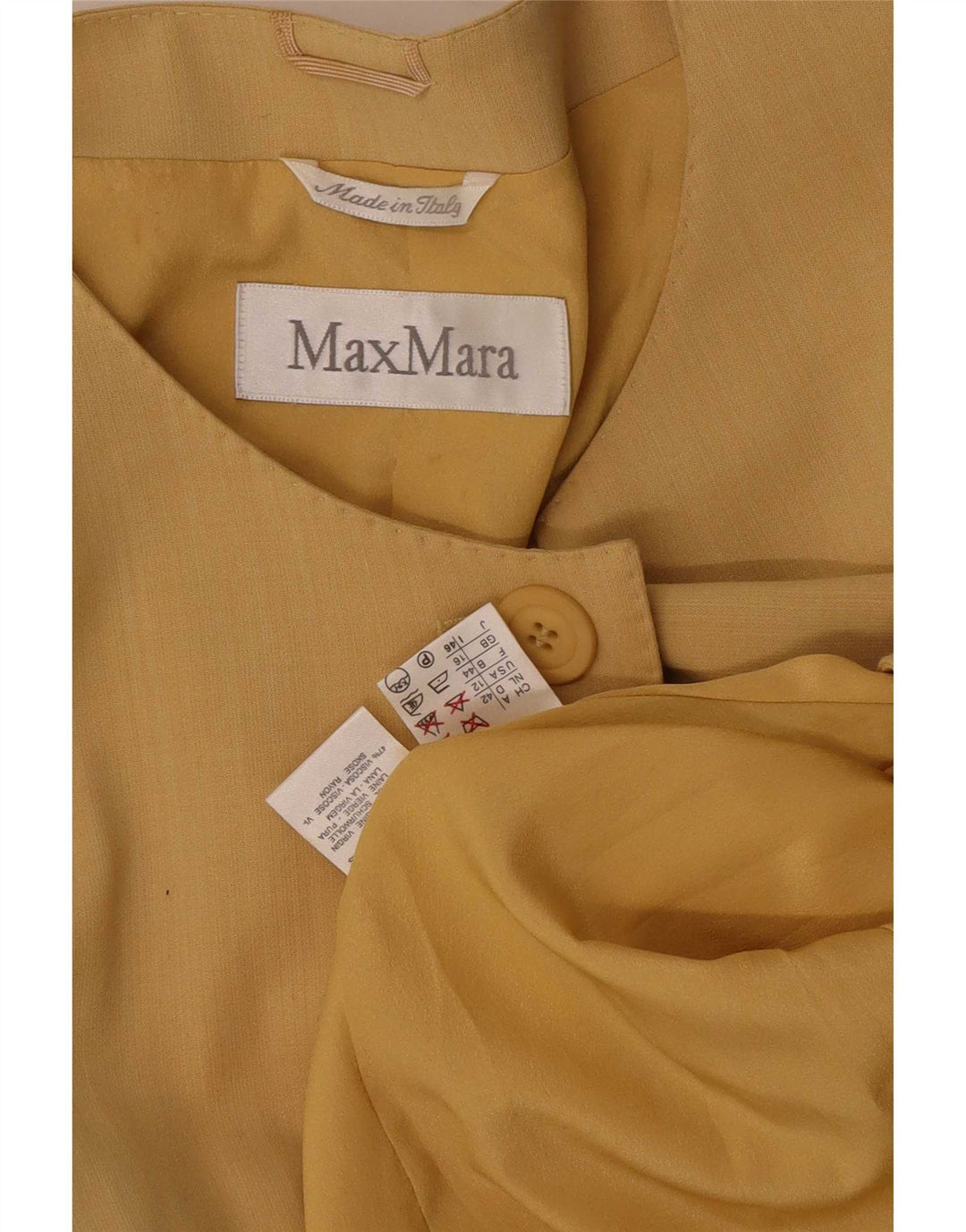 Max Mara Dame Longline 1 Knap Blazer Jakke UK 16 Stor Gul
