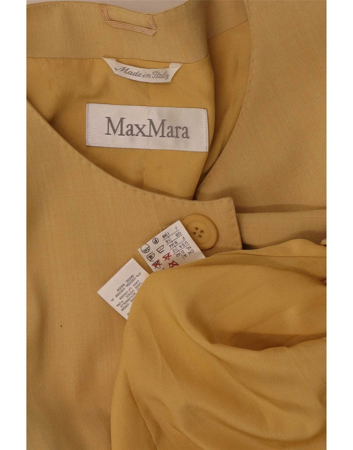 Max Mara Dame Longline 1 Knap Blazer Jakke UK 16 Stor Gul