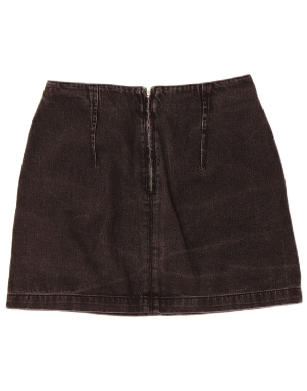 Topshop Dame Denim Nederdel UK 10 Small W28 Black Floral Bomuld